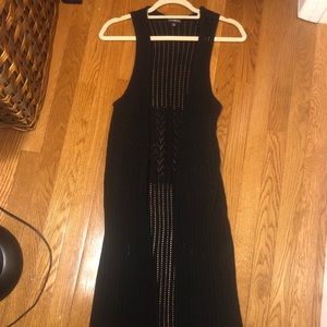 Sleeveless Open-front Knit Duster